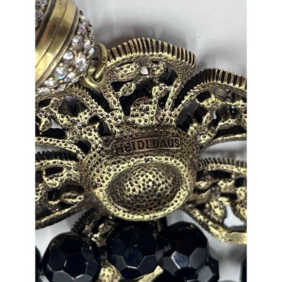 Heidi Daus Black Beaded Rhinestone Flower Magnetic Versatile Bracelet Necklace - Picture 11 of 12
